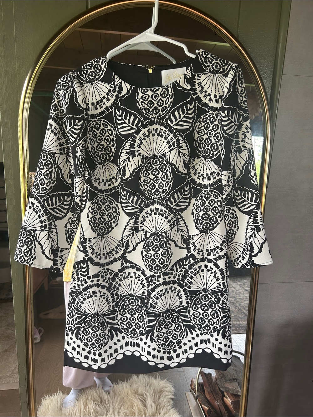 Lilly Pulitzer Black and White Botanical-Print Tunic